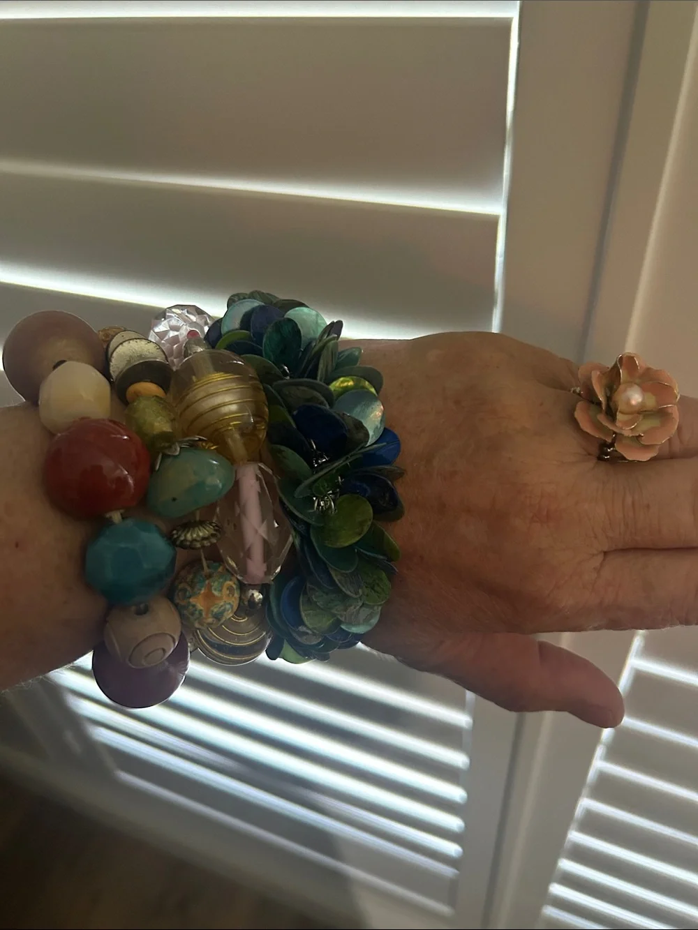 4 stretch bracelets and 1 stretch ring